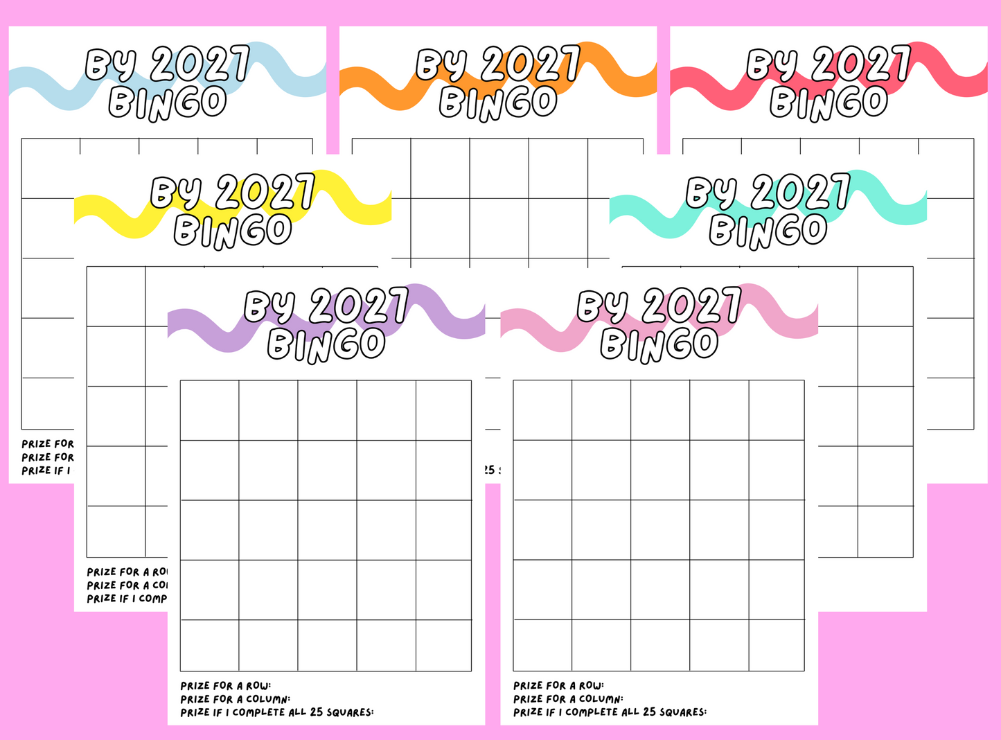 Bullet Journal Sticker | Various Colours | 'By 2027' Bingo