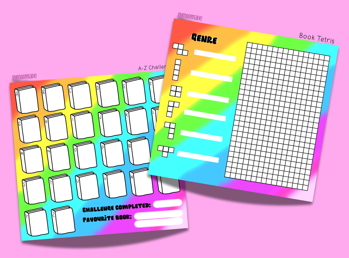 Printable Bullet Journal Stickers | Square | A - Z Reading Challenge AND Book Tetris