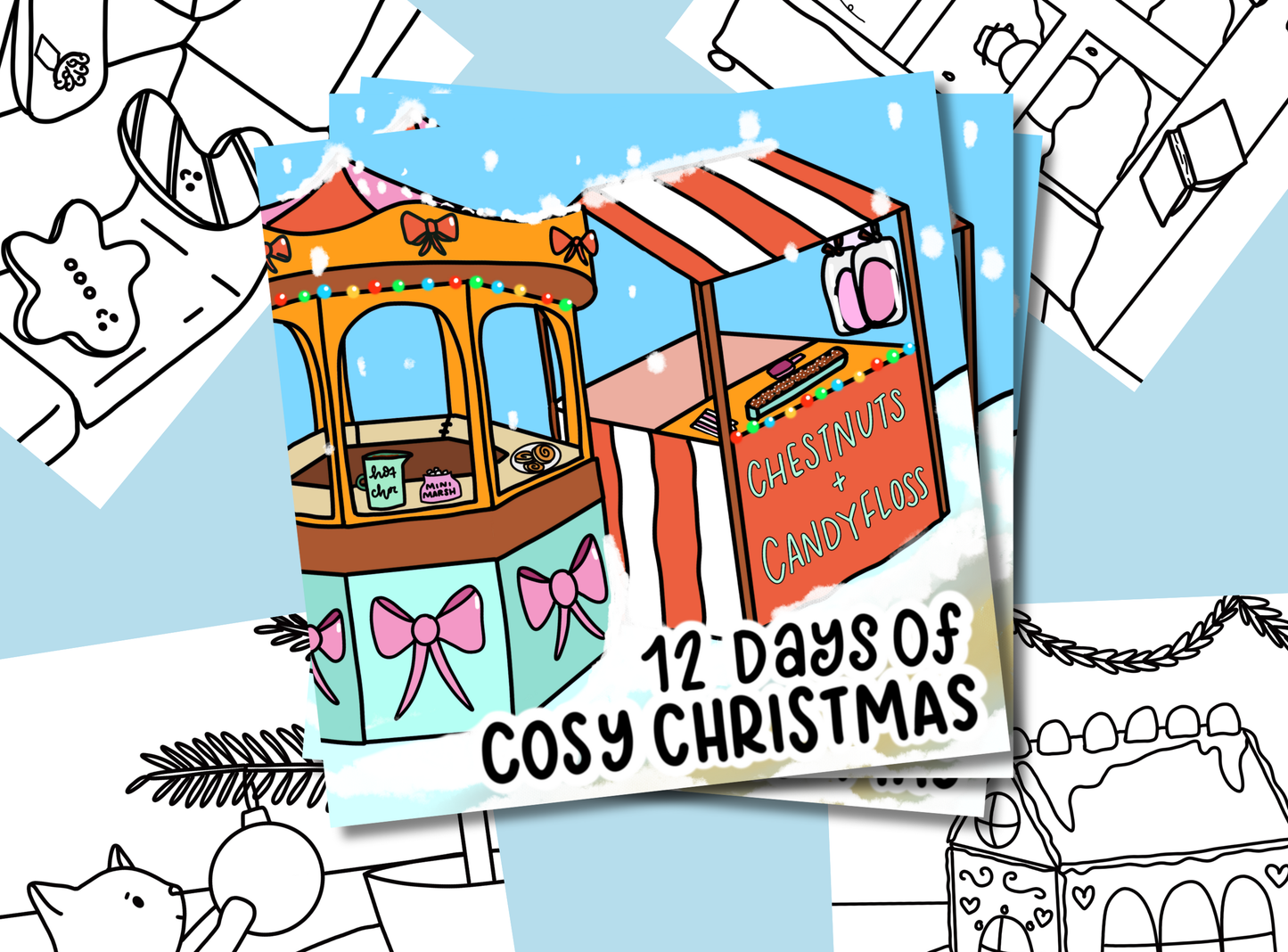 Colouring | 12 Days of Cosy Christmas | Square Christmas Colouring Book