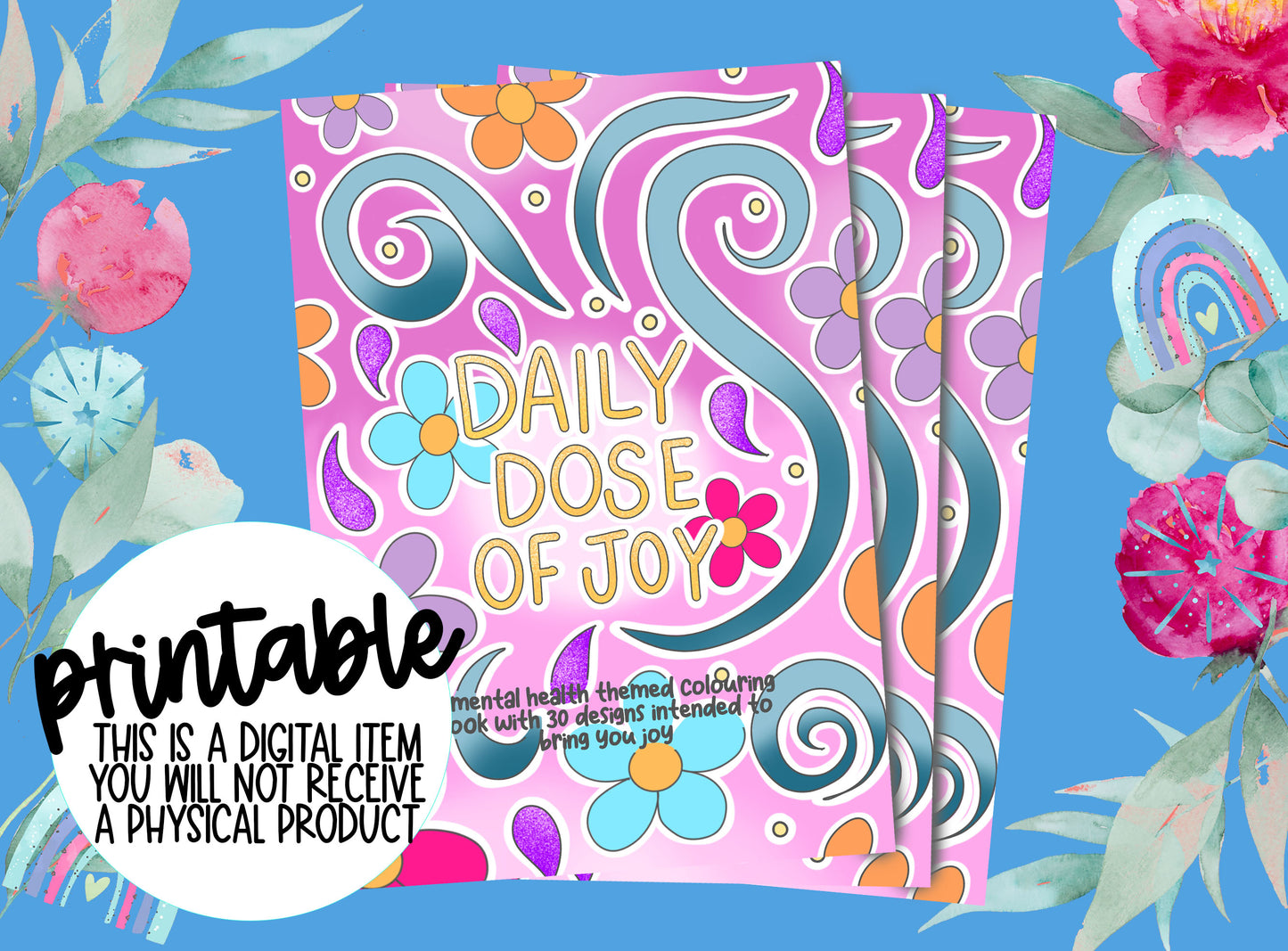 PRINTABLE: Colouring | Daily Dose of Joy | A4 Mental Health Colouring Book