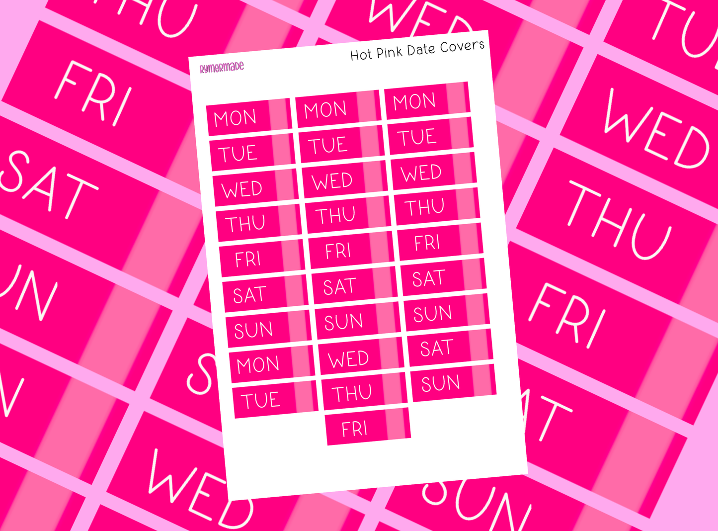Bullet Journal Sticker | Date Cover | Hot Pink