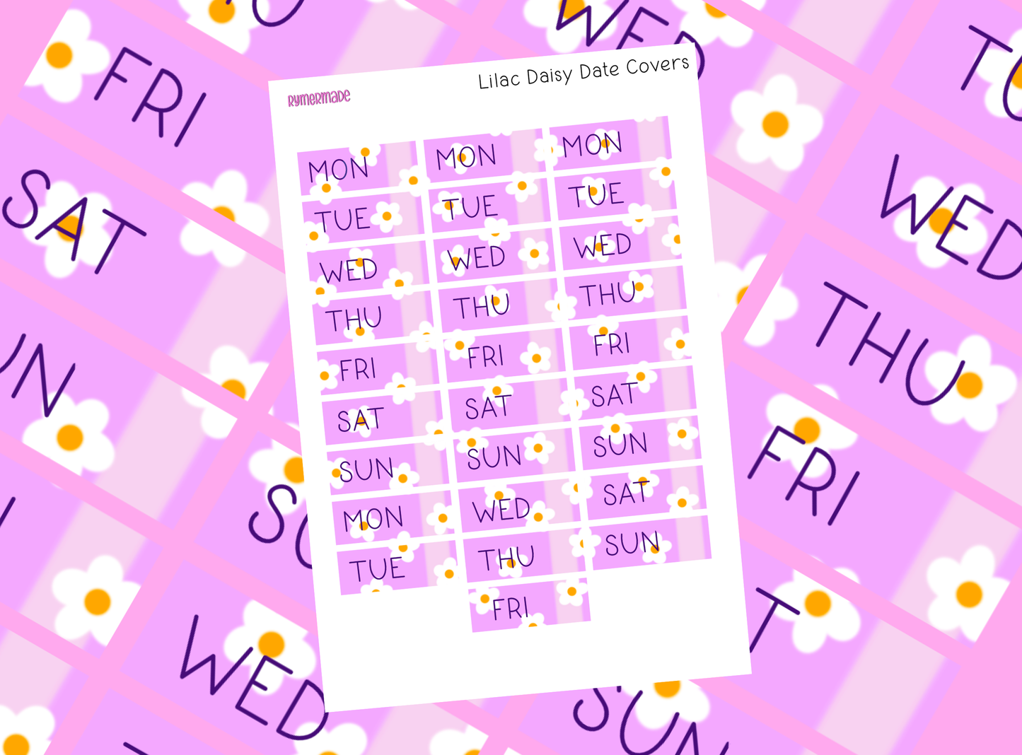 Bullet Journal Sticker | Date Cover | Lilac Daisies