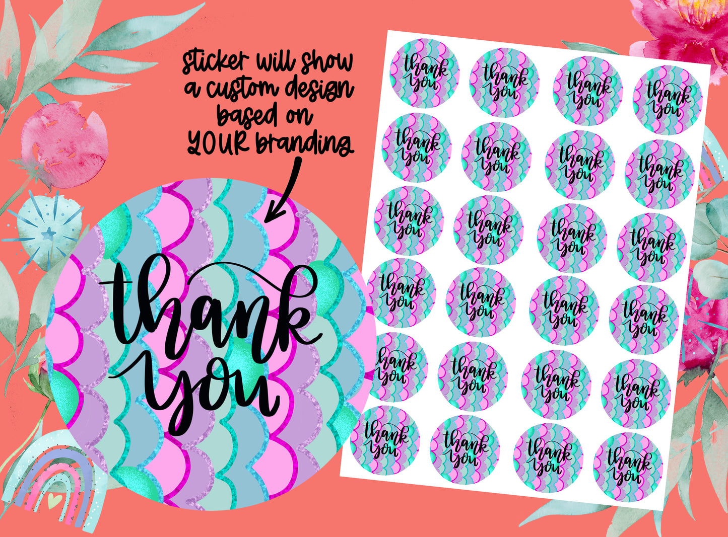 Marketing Stickers | Thank You | Packaging Labels | VARIOUS COLOURS
