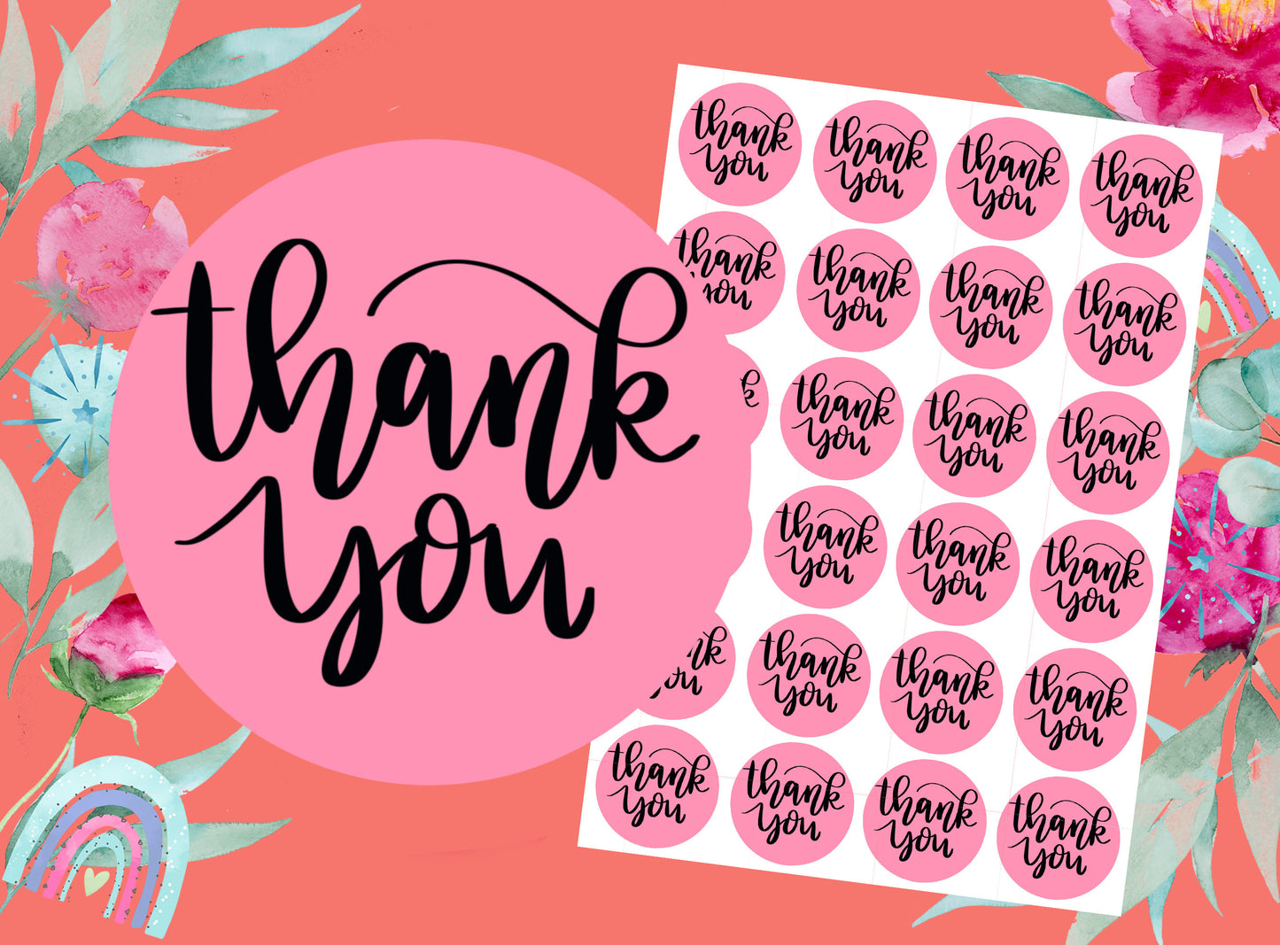 Marketing Stickers | Thank You | Packaging Labels | VARIOUS COLOURS