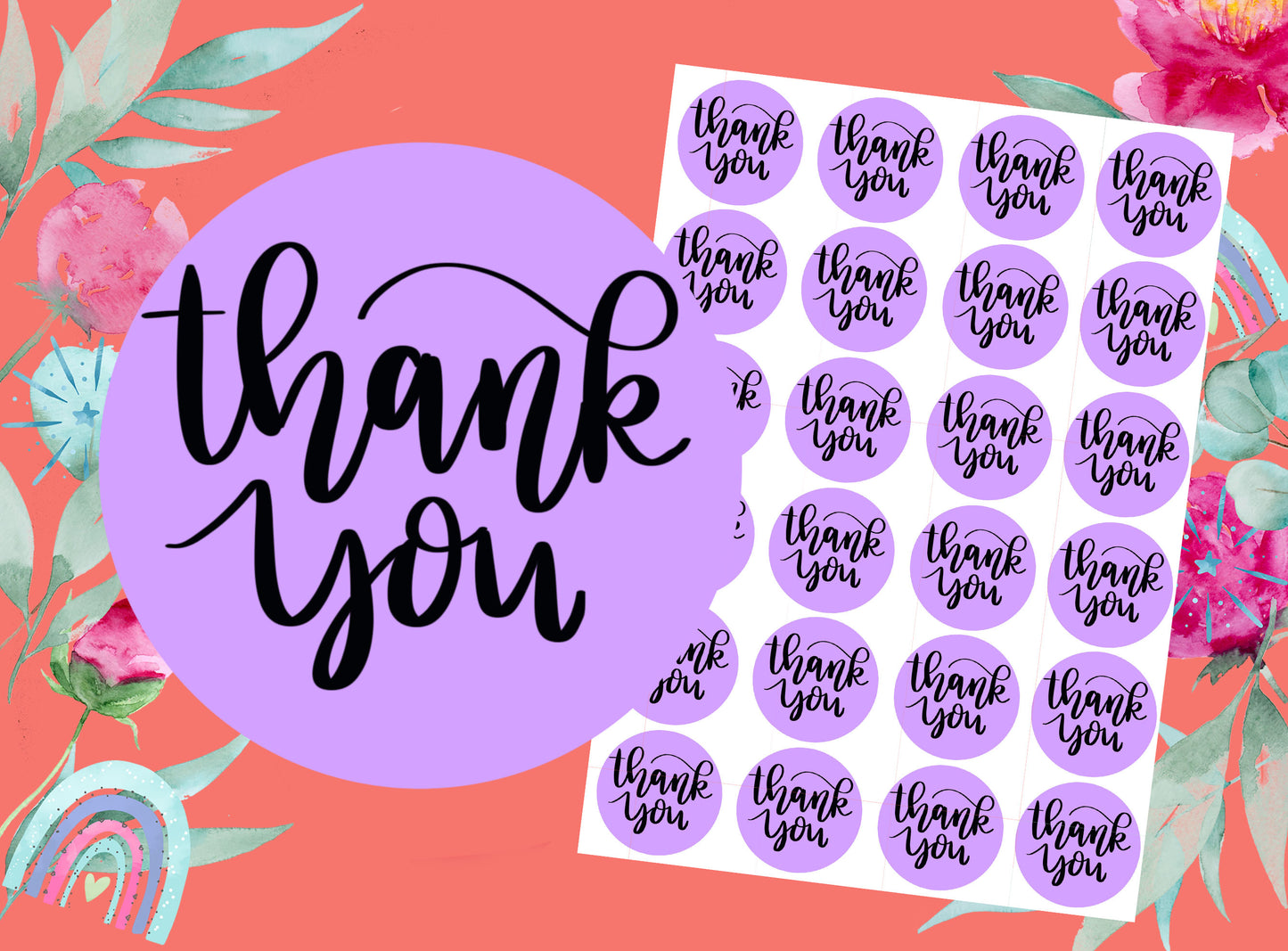 Marketing Stickers | Thank You | Packaging Labels | VARIOUS COLOURS