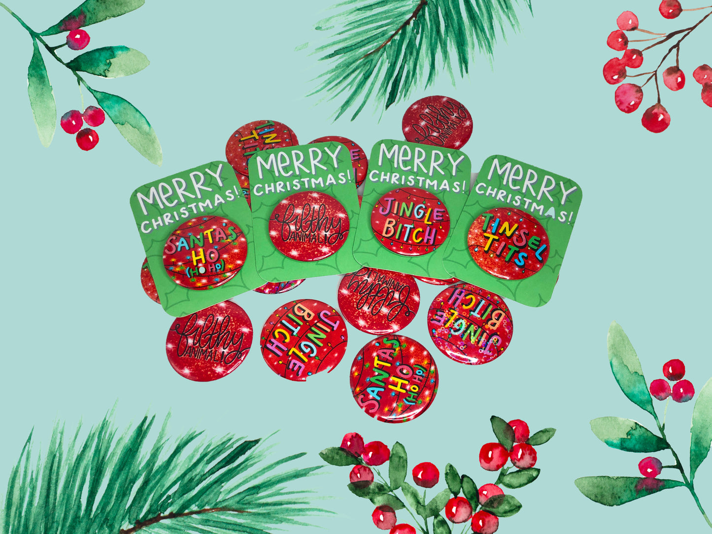 OOPS - SECONDS QUALITY - Christmas Badges | Cheeky Christmas