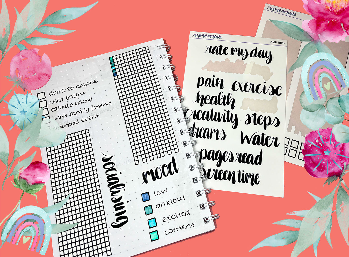 Bullet Journal Stickers | AYIP Trackers | A Year in Pixels