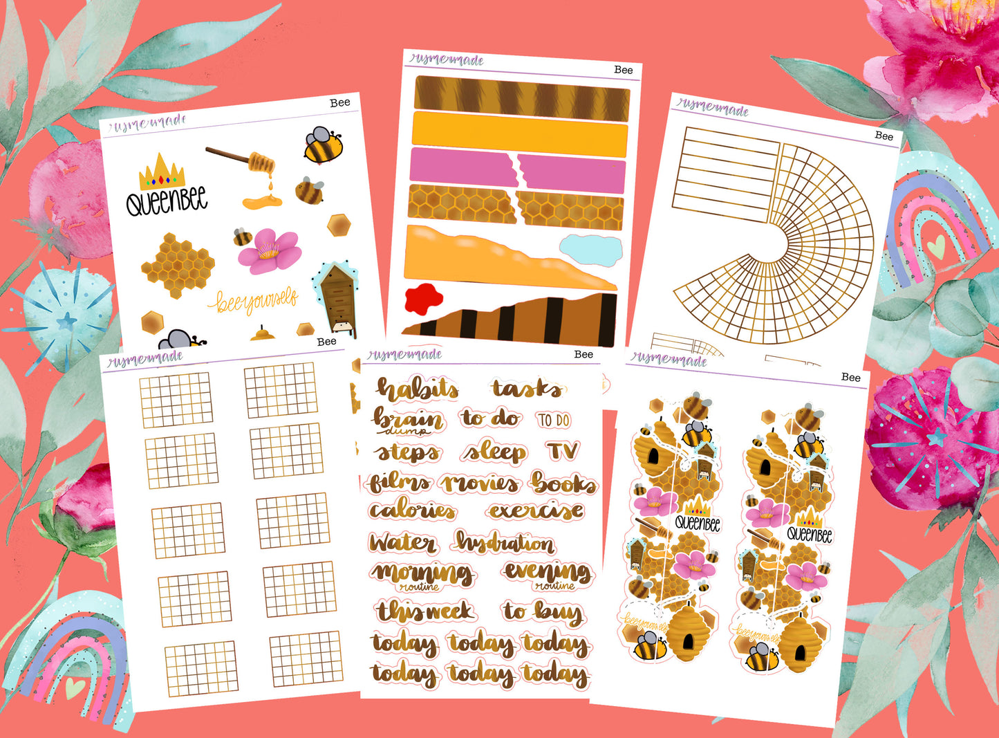 Bullet Journal Sticker Kit | Exclusive Art | Bee