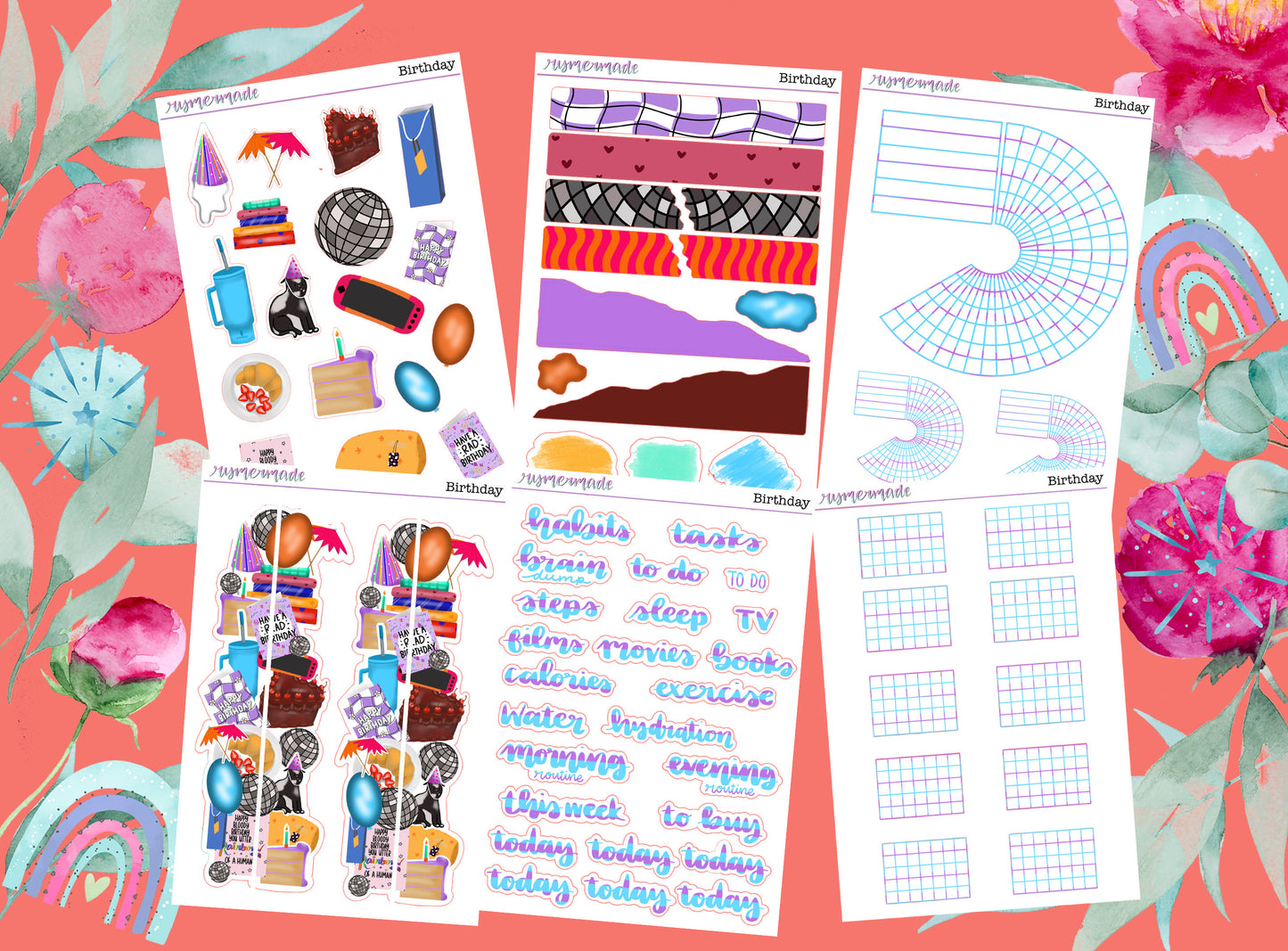 Bullet Journal Sticker Kit | Exclusive Art | Birthday