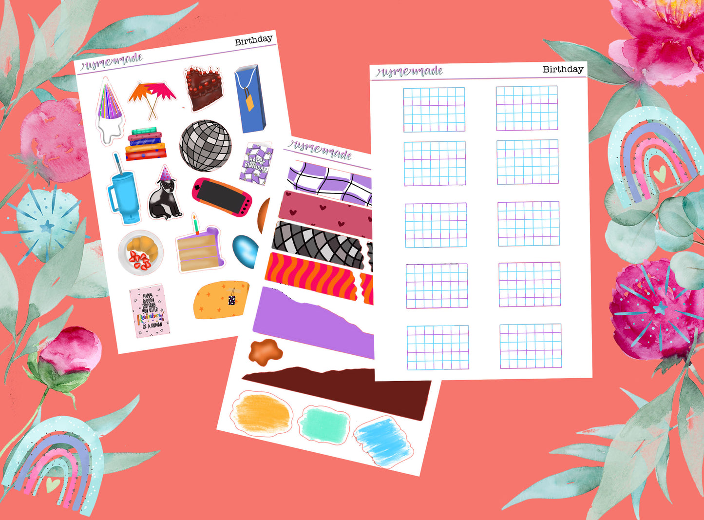 Bullet Journal Sticker Kit | Exclusive Art | Birthday