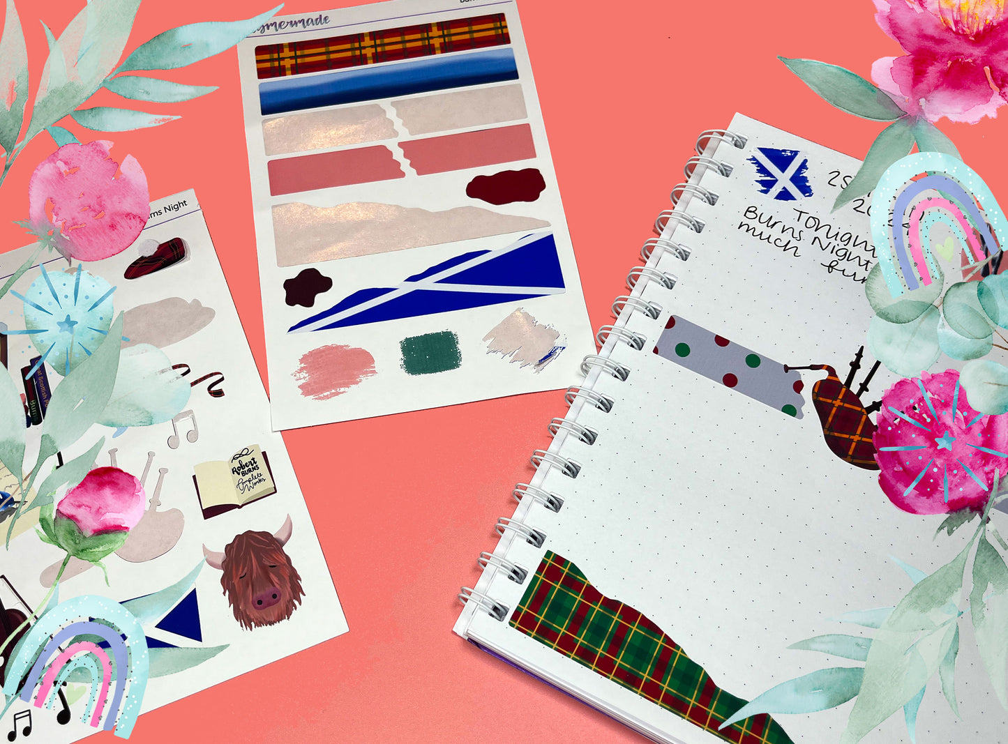 Bullet Journal Sticker Kit | Exclusive Art | Burns Night | 2023 FORMAT