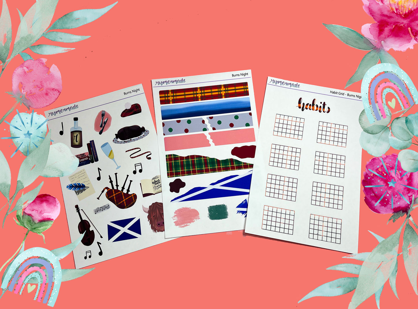 Bullet Journal Sticker Kit | Exclusive Art | Burns Night | 2023 FORMAT