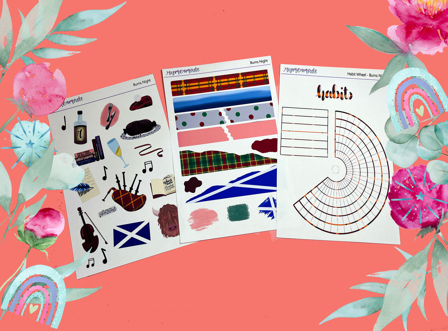 Bullet Journal Sticker Kit | Exclusive Art | Burns Night | 2023 FORMAT