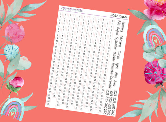 Bullet Journal Stickers | Date Strips 2025