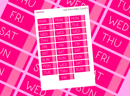 Bullet Journal Sticker | Date Cover | Hot Pink