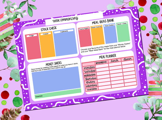 Productivity Notepad | A4 Meal Planner - Bright