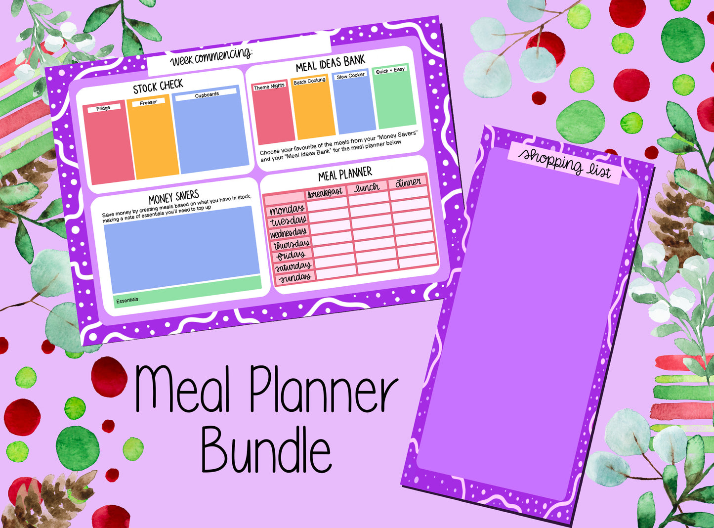 Productivity Notepad | A4 Meal Planner - Bright