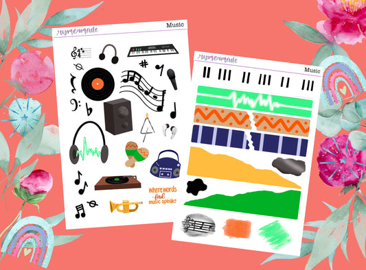 Bullet Journal Sticker Kit | Exclusive Art | Music