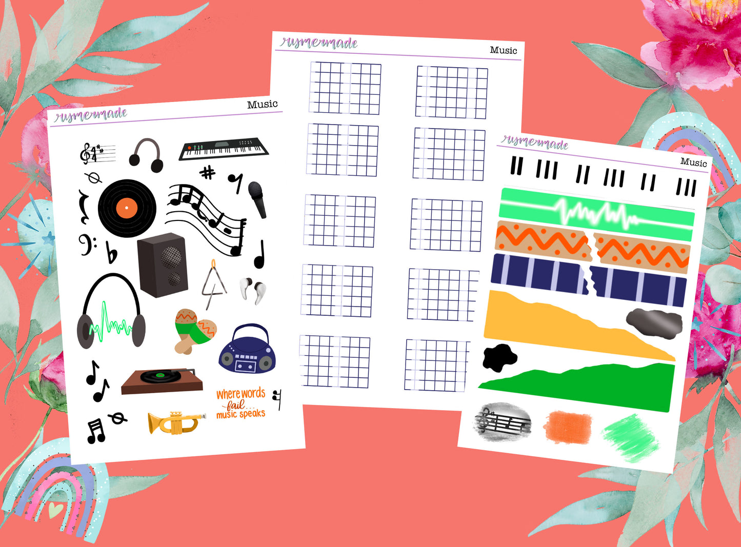 Bullet Journal Sticker Kit | Exclusive Art | Music