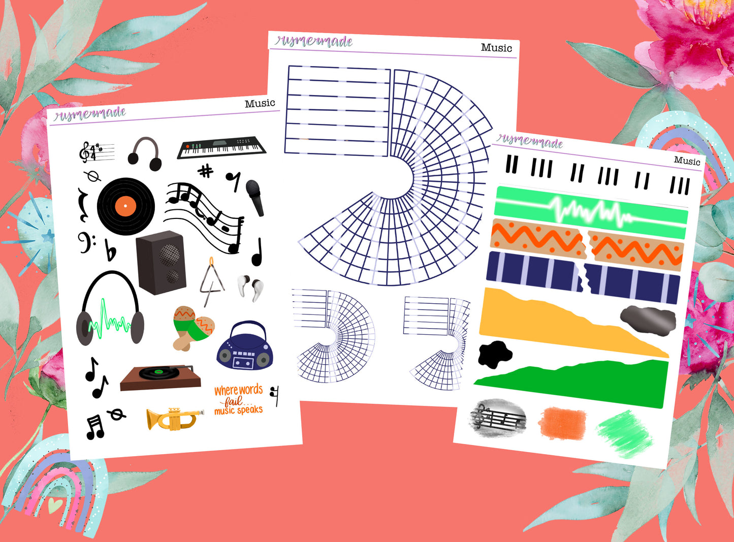 Bullet Journal Sticker Kit | Exclusive Art | Music