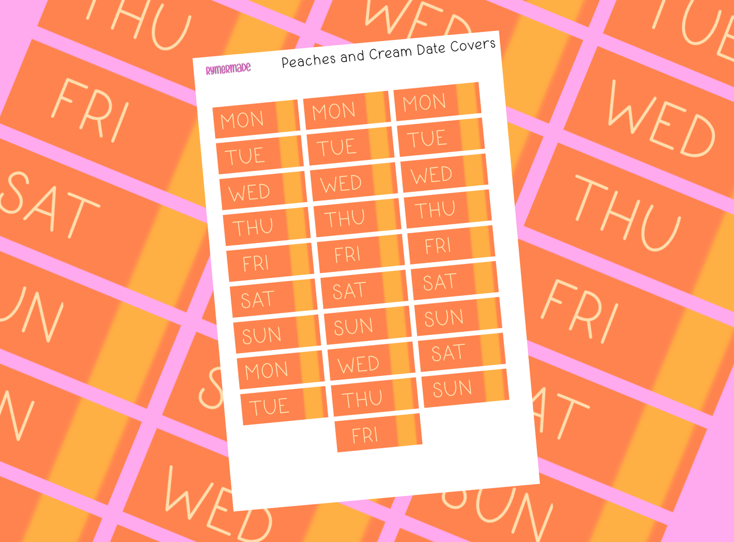 Bullet Journal Sticker | Date Cover | Peaches and Cream