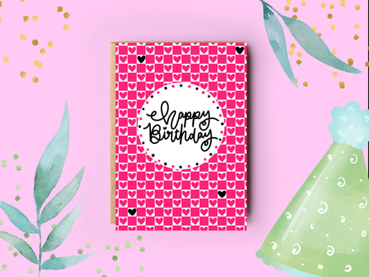 Birthday Card | Pink Hearts