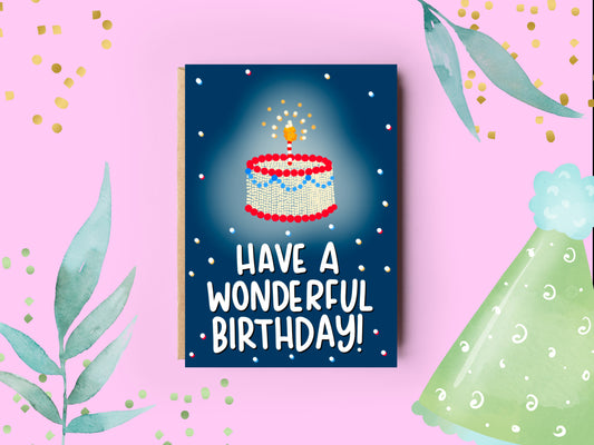 Birthday Card | Pointillism Birthday Cake