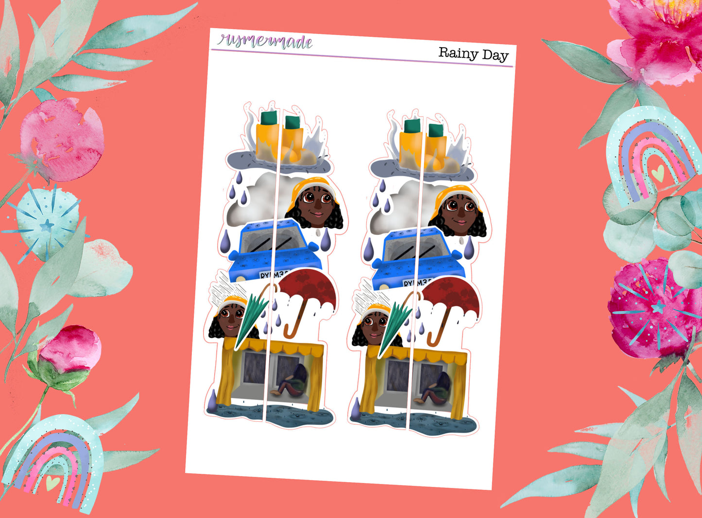 Bullet Journal Sticker Kit | Exclusive Art | Rainy Day