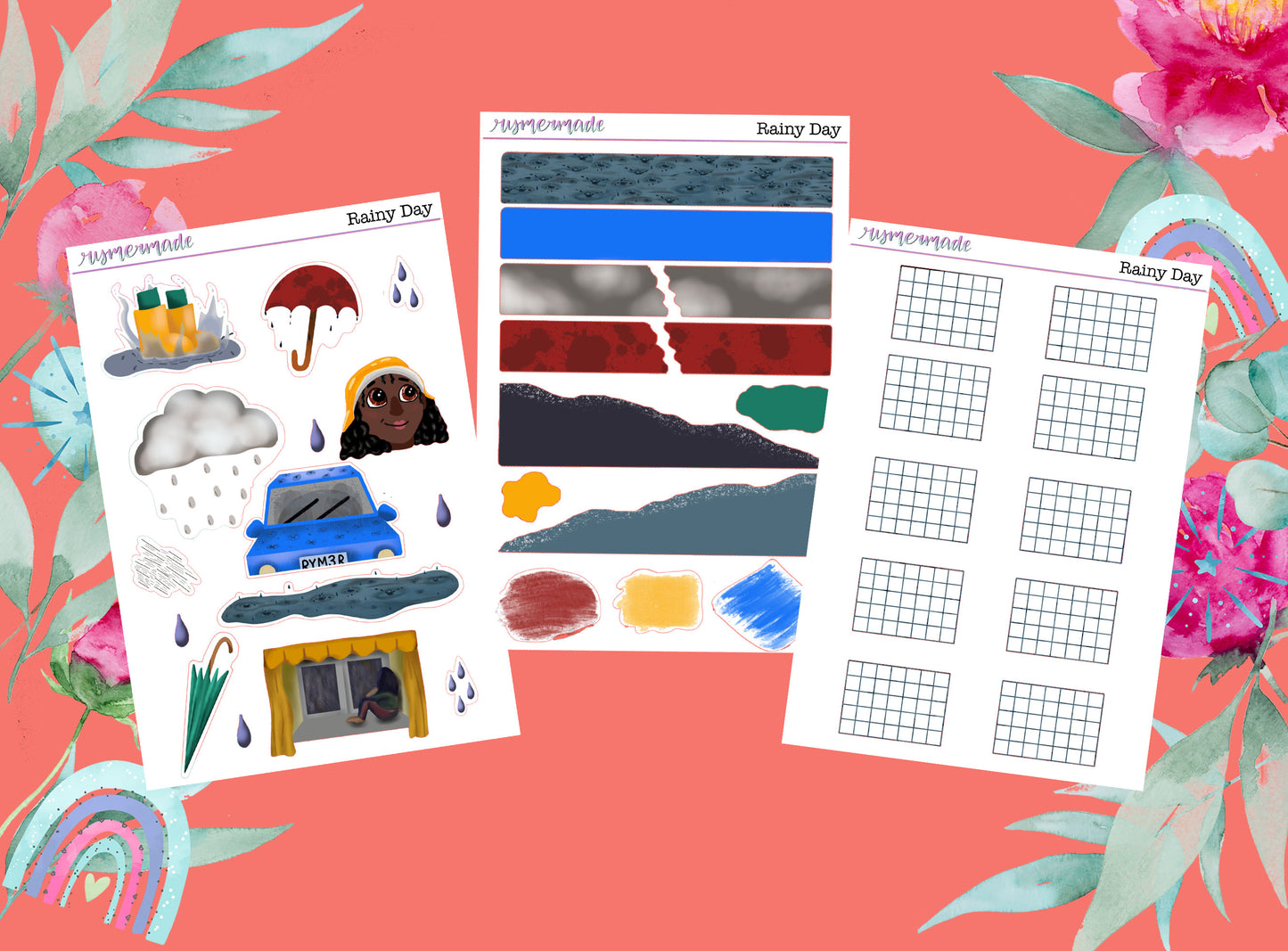 Bullet Journal Sticker Kit | Exclusive Art | Rainy Day