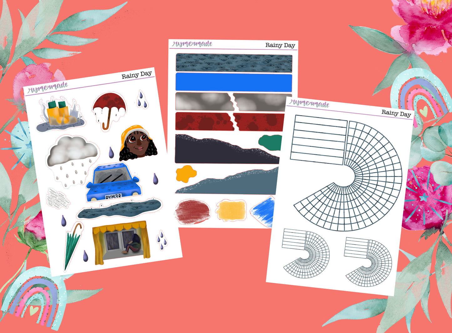 Bullet Journal Sticker Kit | Exclusive Art | Rainy Day