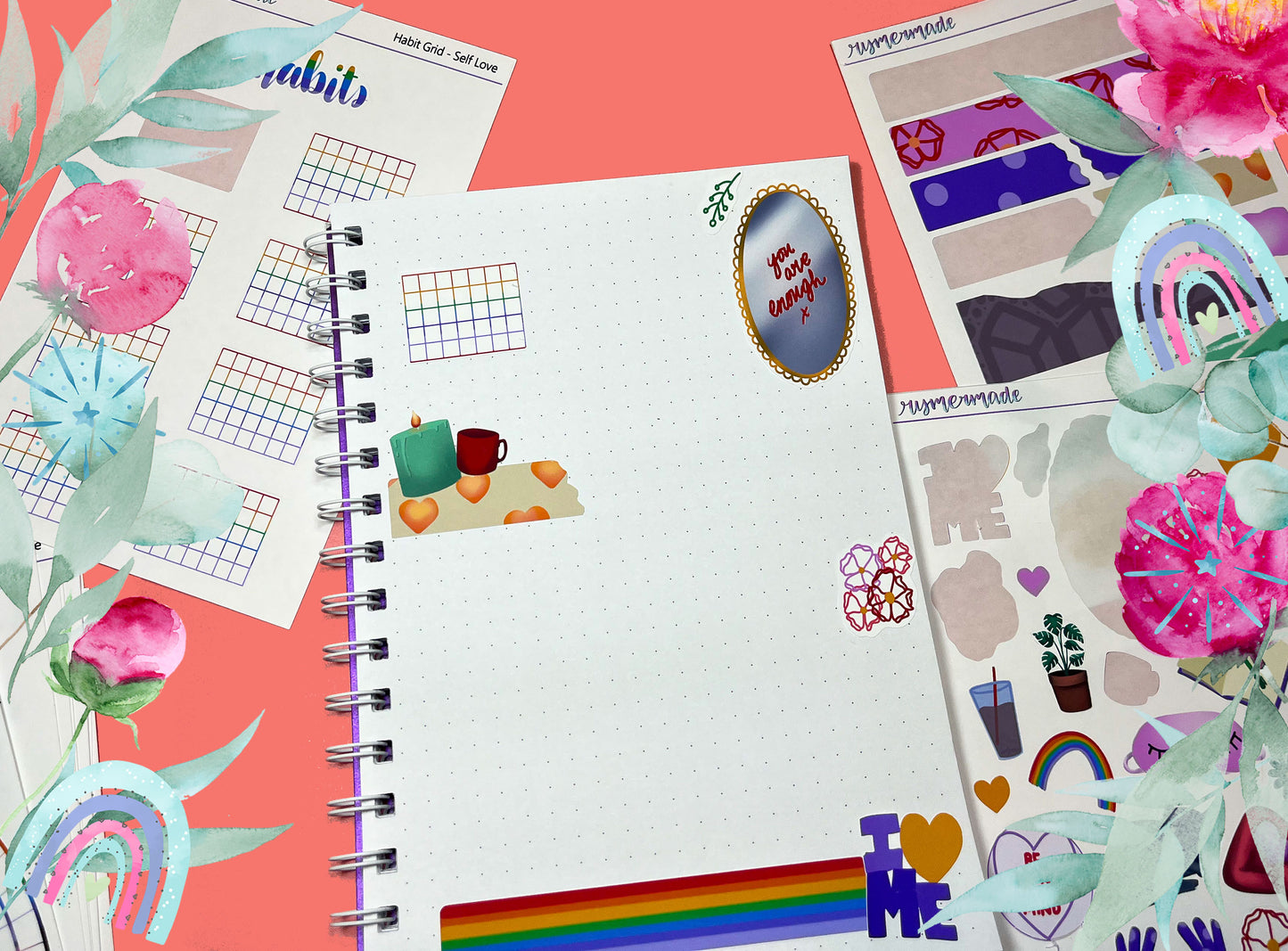 Bullet Journal Sticker Kit | Exclusive Art | Self Love | 2023 FORMAT