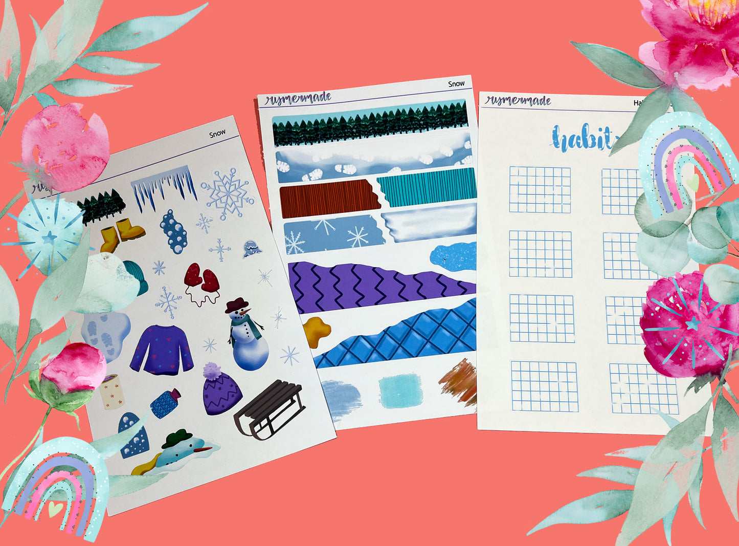 Bullet Journal Sticker Kit | Exclusive Art | Snow | 2023 FORMAT