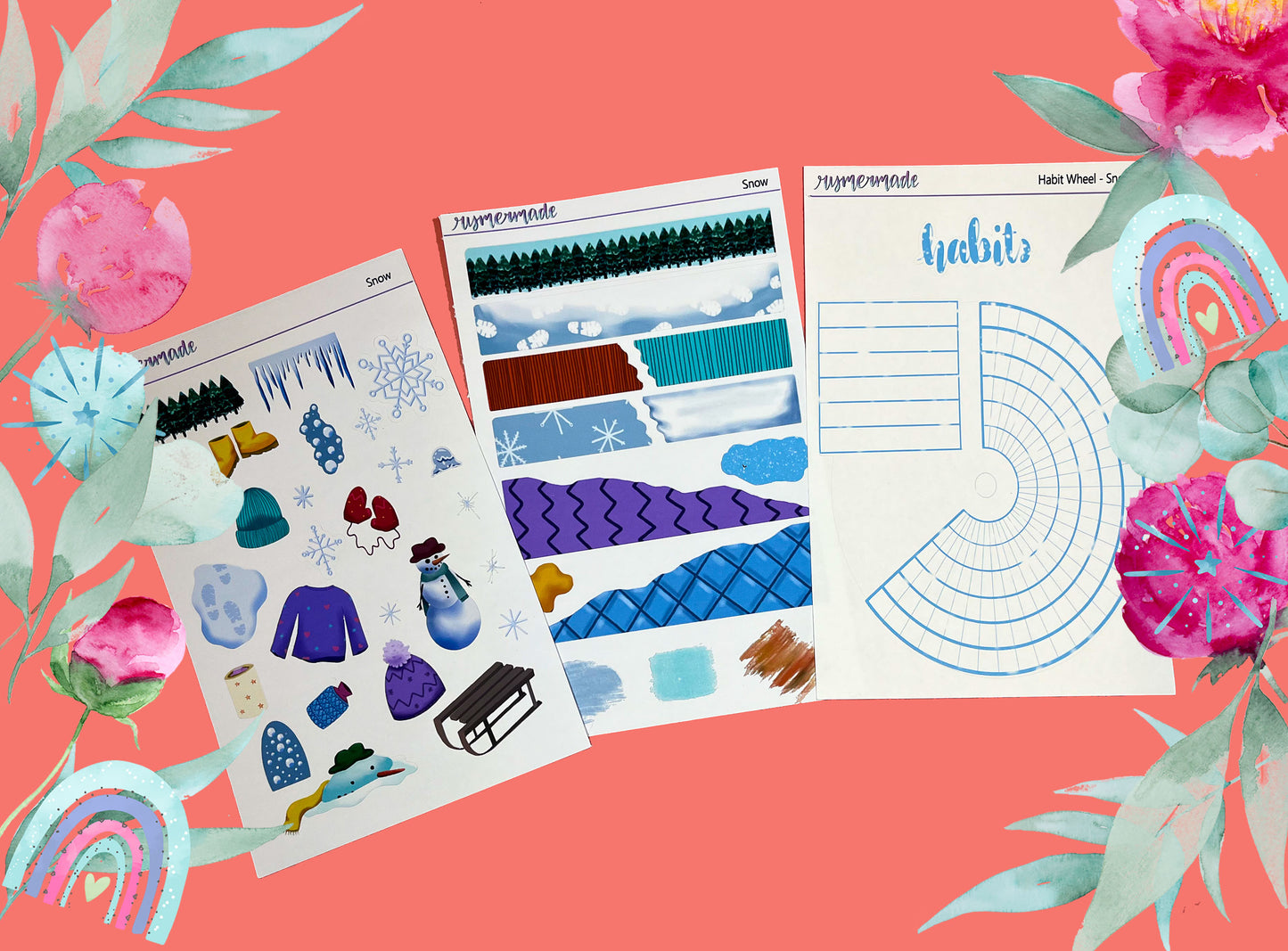 Bullet Journal Sticker Kit | Exclusive Art | Snow | 2023 FORMAT