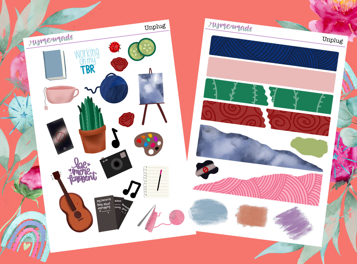 Bullet Journal Sticker Kit | Exclusive Art | Unplug