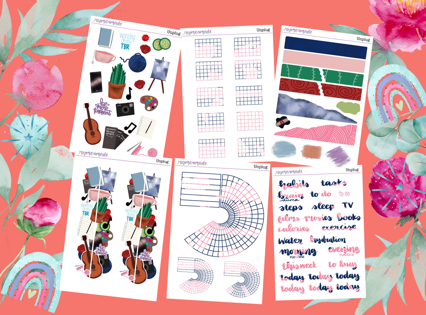 Bullet Journal Sticker Kit | Exclusive Art | Unplug