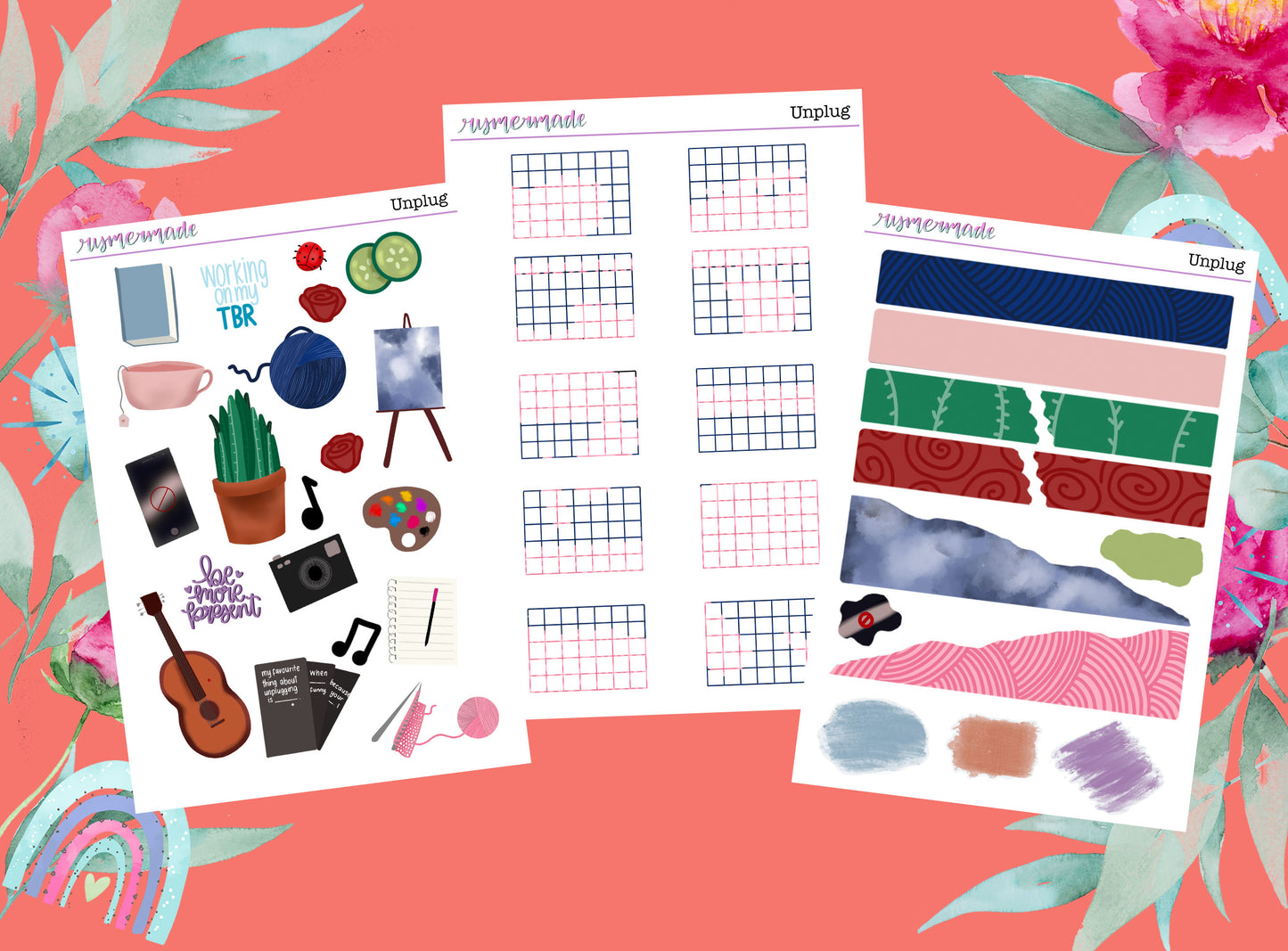 Bullet Journal Sticker Kit | Exclusive Art | Unplug