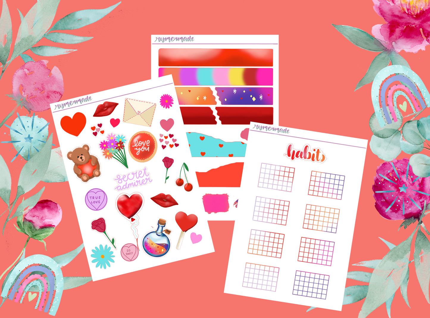 Bullet Journal Sticker Kit | Exclusive Art | Valentines Day | 2023 FORMAT