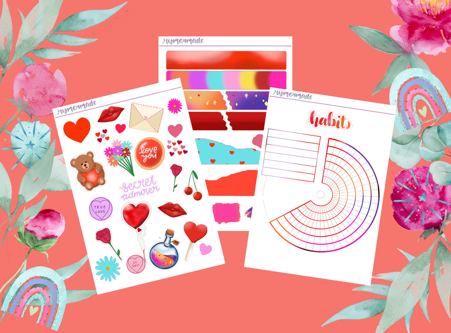 Bullet Journal Sticker Kit | Exclusive Art | Valentines Day | 2023 FORMAT