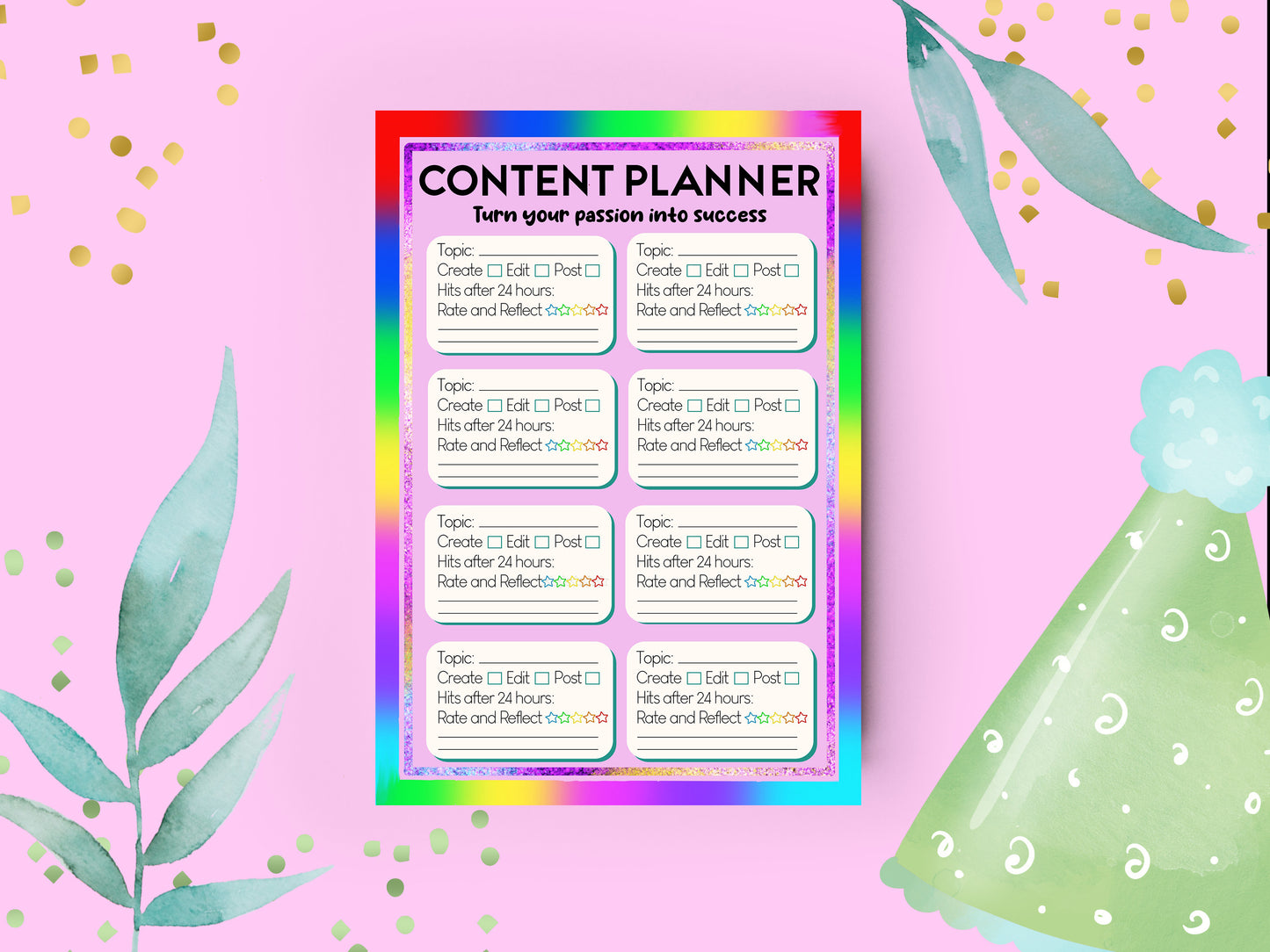 LAST CHANCE - Content Planner Notepad | Rainbow Ombre