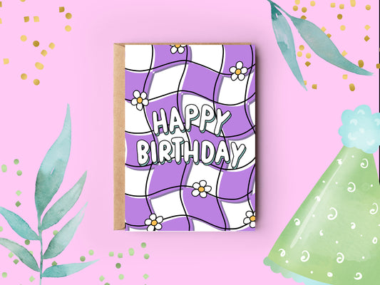 Birthday Card | Checkered Daisy