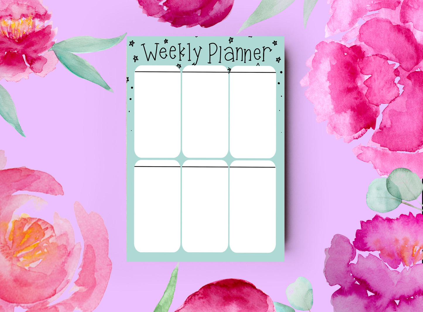 Weekly Notepad | Teal Stars