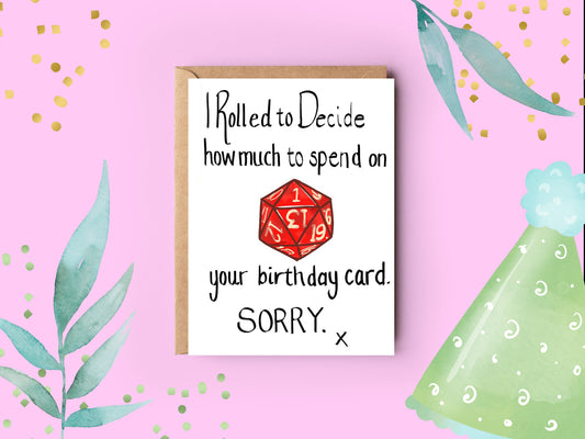 LAST CHANCE Dungeons and Dragons Birthday Card | D20