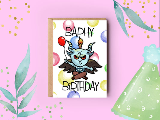 Satanic Birthday Card | Baphy Birthday (Bubbles)